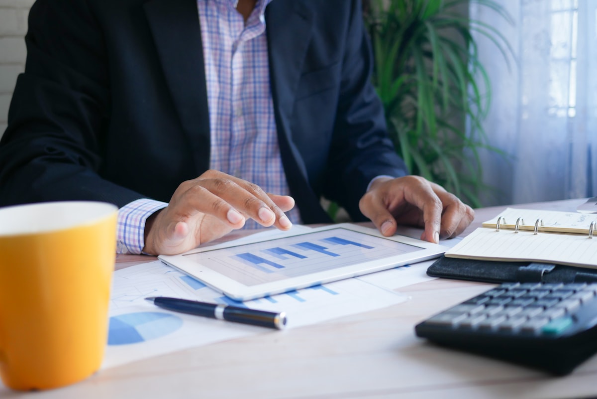 Wealth advisor reviewing a client portfolio